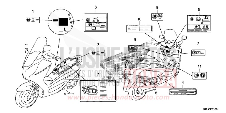 ETIQUETTE DE PRECAUTIONS von S-wing ABS PEARL COOL WHITE (NHA16) von 2012